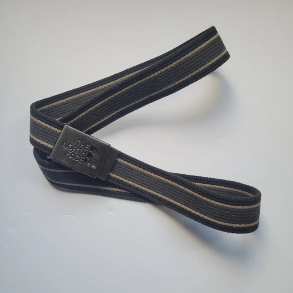 The North Face Canvas Belt Silver Buckle‎ Striped Black Tan Accessories